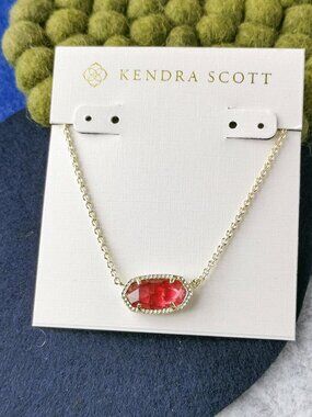 Kendra Scott Elisa Berry red glass Necklace Gold